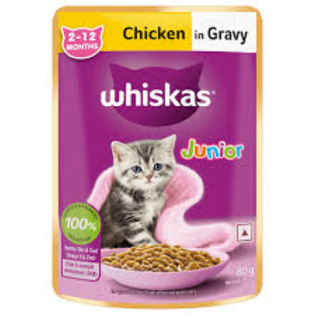 WHISKAS POUCH KITTEN CHICKEN IN GRAVY 85G